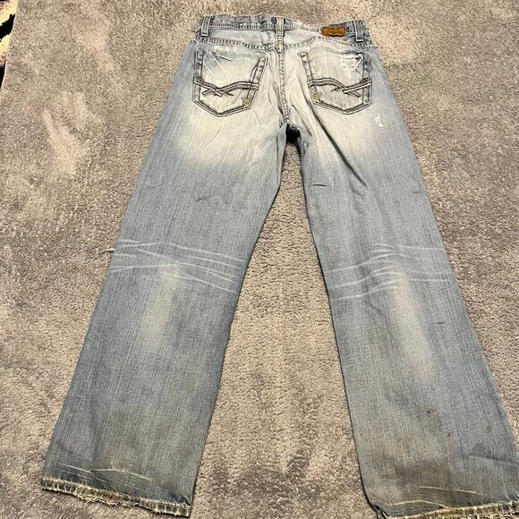 BKE Marshall Jeans Mens 33 Blue Straight Leg Thick Stitch Denim Western ** - Picture 6 of 13